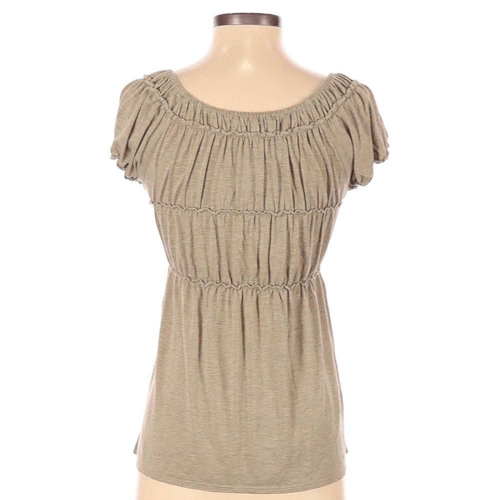 Max Studio Boho Mocked Ruched Tee Small - Picture 2 of 3